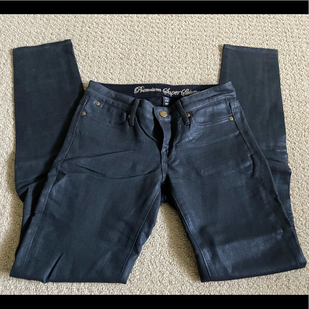 Gap Black Leatherette Premium Skinny Jeans in size 26